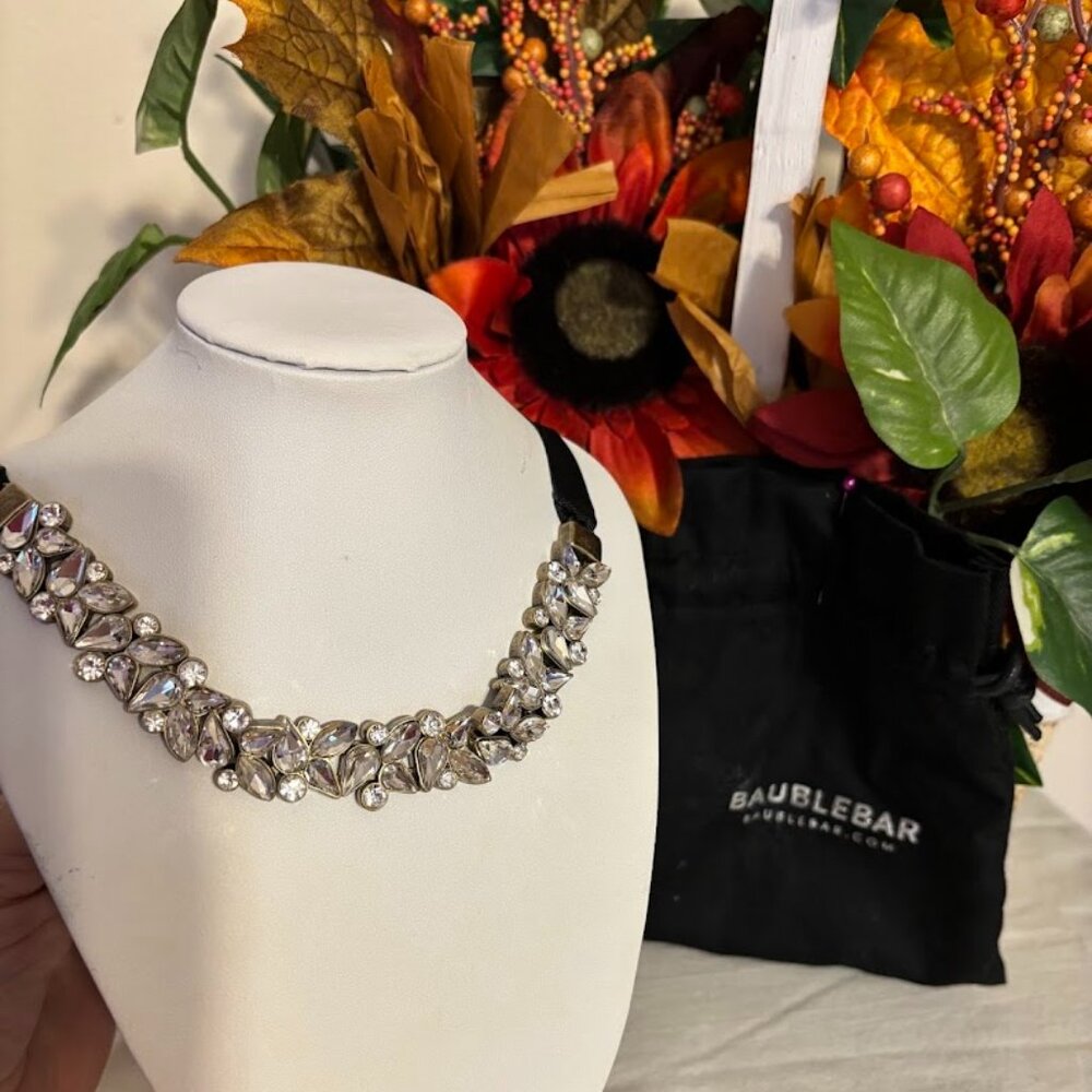 BaubleBar Black with Crystals Necklace (34 inches) with pouch for any occasion